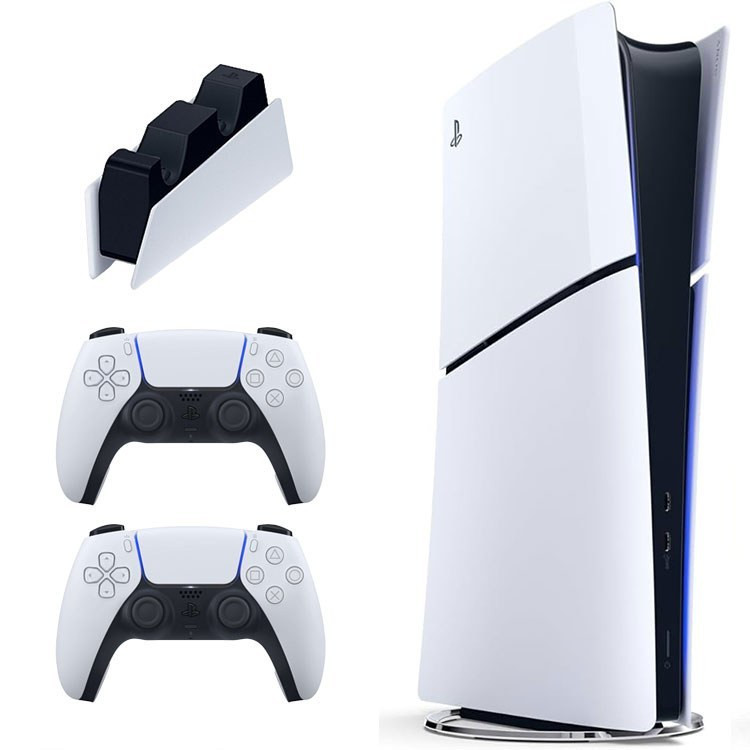 کنسول بازی سونی مدل PlayStation 5 Slim ظرفیت یک ترابایت ریجن CFI-2016 اروپا به همراه دسته اضافی و استند شارژر و خنک کننده دستگاه
